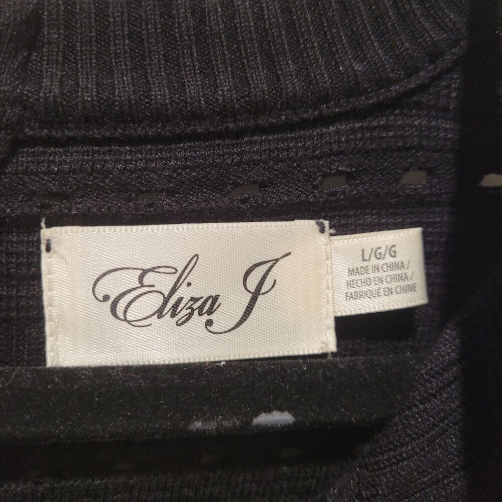 Eliza J Black Knit Long Sleeve Fit & Flare Sweater Dress Size Large L - Picture 7 of 8